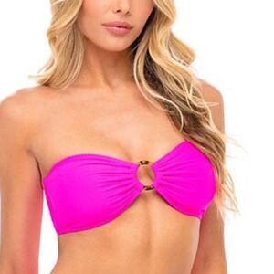 Cabana Del Sol Pink Ring Bandeau Bikini Top For Women's Size Medium